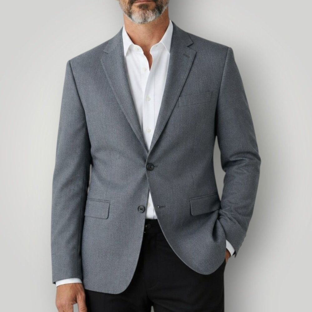 Chaps Mens 48R Gray Brown Blazer Sport Coat Regular Fit 2 Button Suit Jacket